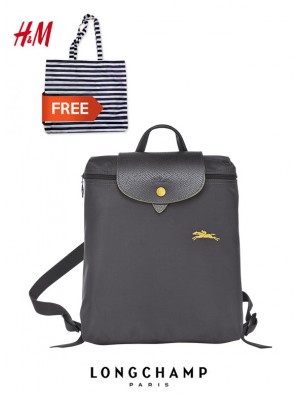 LC050*LONGCHAMP LE PLIAGE CLUB BACKPACK L1699619 (GUN) *LIMITED EDITION (FREE GIFT)